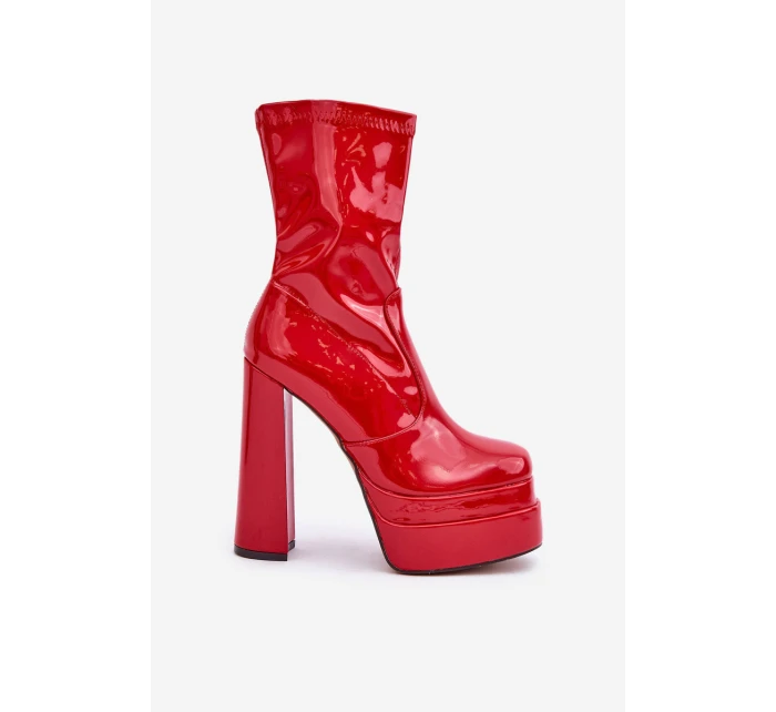 Lakované Botky Na Platformě A Vysokém Podpatku Červené Lotisha