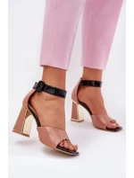 Lakované Dámské Sandály Na Podpatku model 21695396 Růžové - VINCEZA