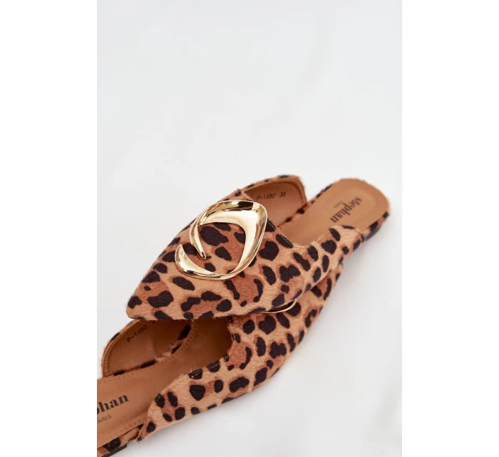 Dámské pantofle s ozdobným zlatým detailem Panterka model 21918964 - Boto