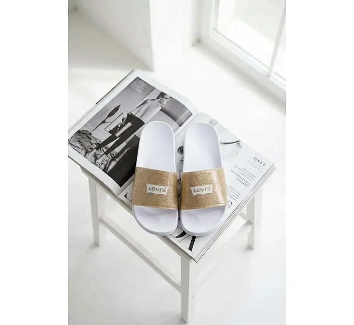 Dětské pantofle LEVI'S VPOL0251S-3923 Zlaté s brokátom Dětské pantofle LEVI'S VPOL0251S-3923 Zlaté s brokátom