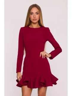 M880 Šaty s volánkovým lemem - bordó