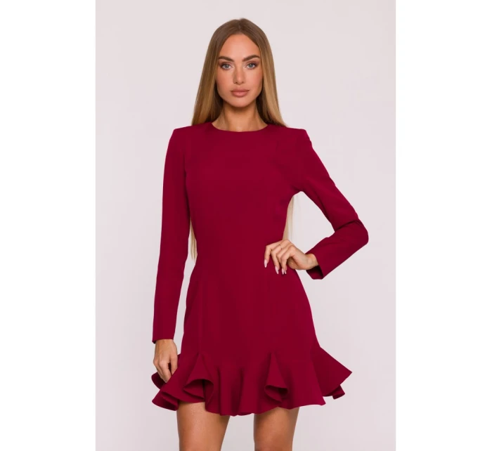 M880 Šaty s volánkovým lemem - bordó M880 Šaty s volánkovým lemem - bordó