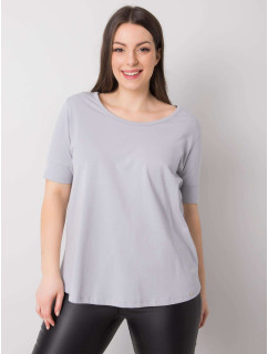 Světle šedé bavlněné tričko pro ženy v oversize