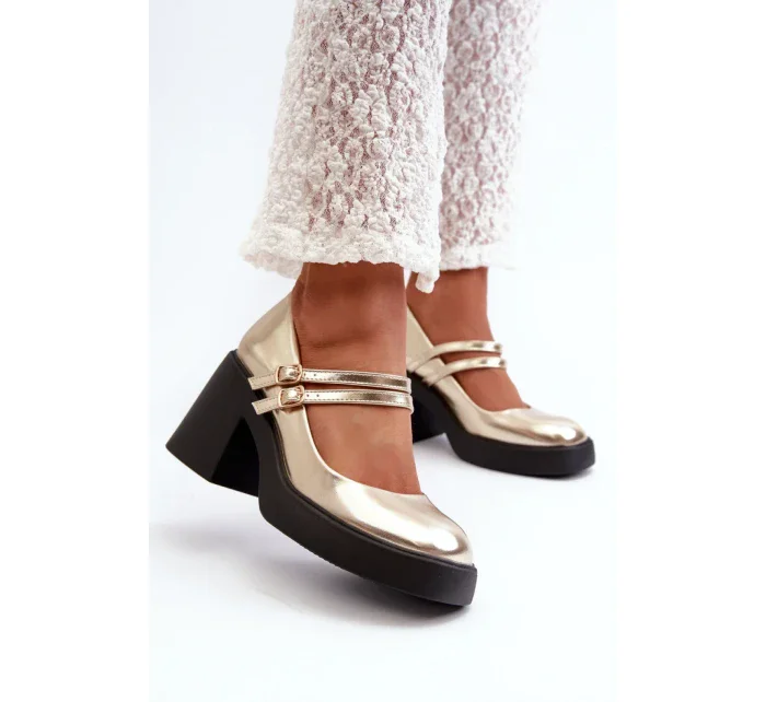 Lodičky na podpatku N381 zlaté - Step in style Lodičky na podpatku N381 zlaté - Step in style