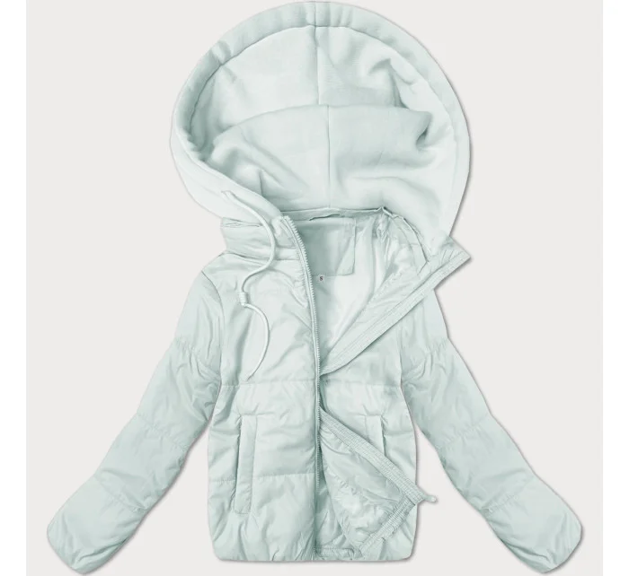 Krátká dámská bunda ve světle barvě s kapucí model 21066755 - J.STYLE Krátká dámská bunda ve světle barvě s kapucí model 21066755 - J.STYLE