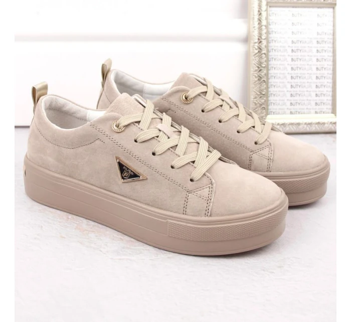 Filippo W PAW315C béžové semišové kožené polobotky na platformě