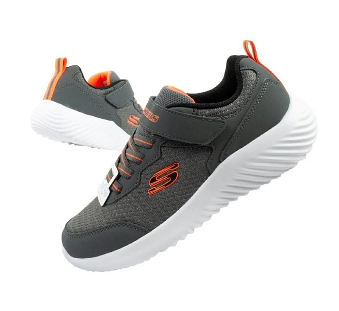Dětská sportovní obuv Skechers Bounder na suchý zip, lehká, módní, šedá