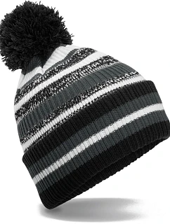 Beechfield B 474R Pletená čepice s pruhy "Fan" 53.474R black/graphite grey/white