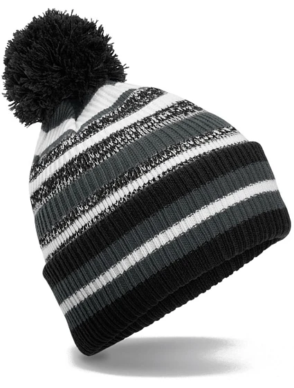 Beechfield B 474R Pletená čepice s pruhy "Fan" 53.474R black/graphite grey/white Beechfield B 474R Pletená čepice s pruhy "Fan" 53.474R black/graphite grey/white