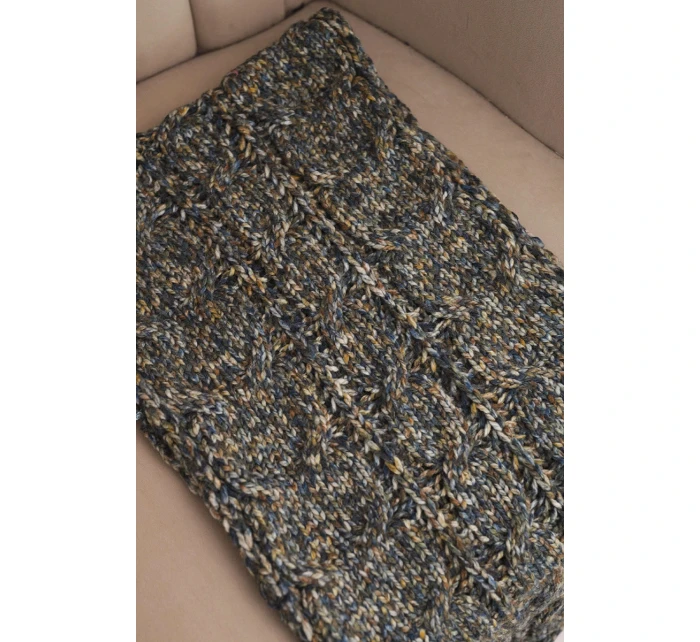 Dámský vlněný melírovaný silný zimní šál KN24 jeansový+khaki