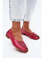 Otevřené baleríny z přírodní kůže Maciejka P7541-15 Fuksie