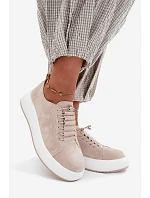 Polobotky Sneakersy na platformě z přírodního semiše béžové Blushy Polobotky Sneakersy na platformě z přírodního semiše béžové Blushy