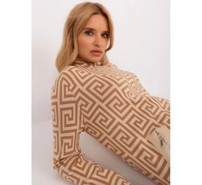 Sweter AT SW model 18955173 camelowy - FPrice Sweter AT SW model 18955173 camelowy - FPrice