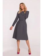 model 21319075 Šaty s mašlemi šedé - STYLOVE