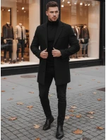 Pánský černý kabát FashionStreet CX0380 Pánský černý kabát FashionStreet CX0380
