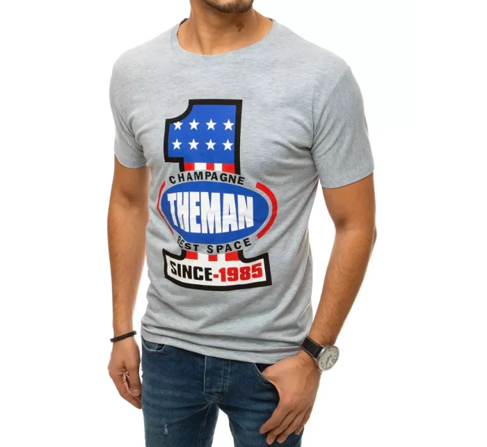 Pánské tričko s potiskem šedé model 21962705 - Dstreet