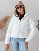 Dámská krátká péřová bunda GLAMVO s kapucí bílá FashionStreet TY4952