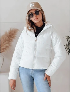 Dámská krátká péřová bunda GLAMVO s kapucí bílá FashionStreet TY4952