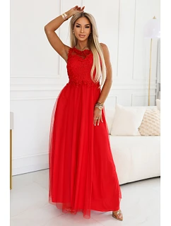 maxi šaty s krajkou a  červené model 22124233 - numoco basic