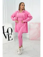 3dílný set halenka, top a legíny světle růžová