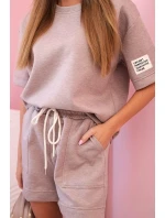 Dámská máslová souprava s šortkami s vysokým pasem béžový melír Dámská máslová souprava s šortkami s vysokým pasem béžový melír