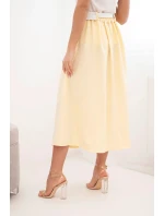 Dámská viskózová sukně s páskem a záhyby žlutá