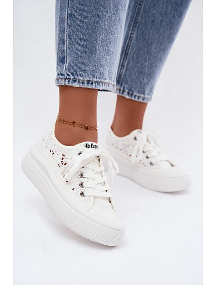 Dámské síťované tenisky na platformě model 22181930 bílé - Lee Cooper Dámské síťované tenisky na platformě model 22181930 bílé - Lee Cooper