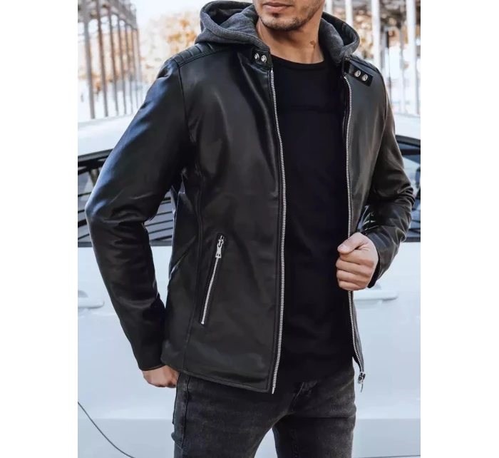 Pánská kožená bunda černá FashionStreet TX4277