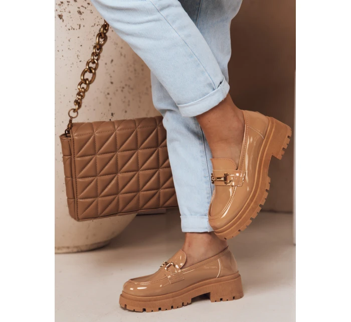 Dámské lakované mokasíny khaki model 21983972 - Dstreet