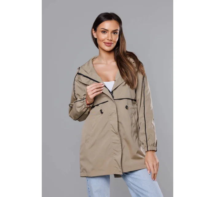 Tenká béžová dámská bunda s podšívkou model 18019160 - S'WEST Tenká béžová dámská bunda s podšívkou model 18019160 - S'WEST