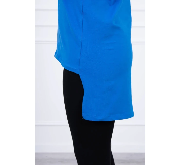 Halenka s potiskem a delšími zády, chrpově modrá