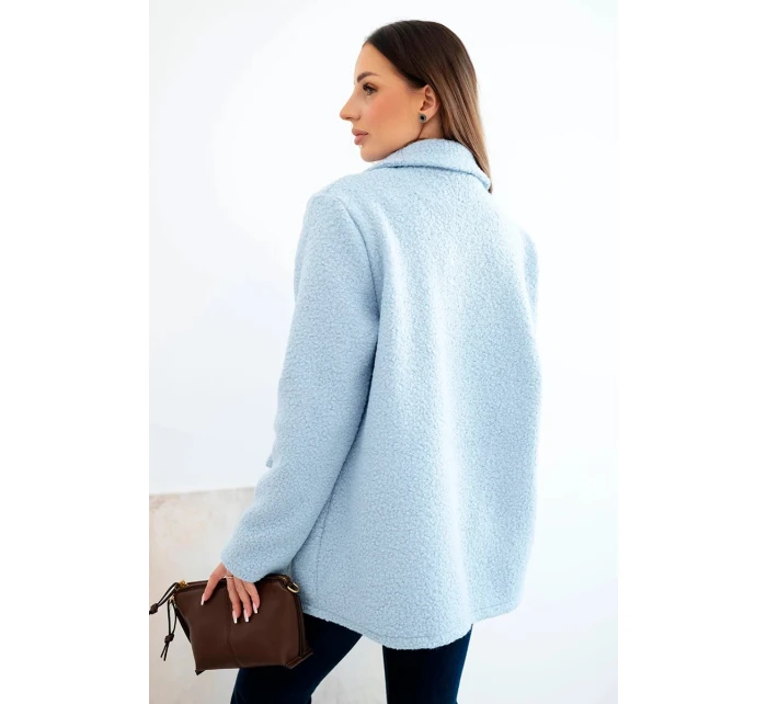 Dámská bunda z měkkého beránka s límcem modrá
