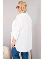 Dámská viskózová košile Plus Size s límečkem a model 22043034 vsadkou bílá - K-Fashion