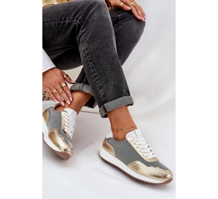 Kožené Sportovní Boty Sneakers Dámské D&A LR51-847 Zlaté