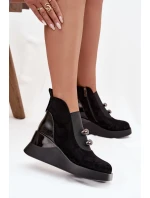 Dámské kotníčkové boty na platformě D&A MR52-106 Černé