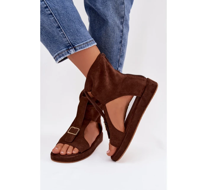 Dámské sandály s páskem čokoládové model 21943381 - Boto