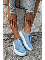 Polobotky Sneakersy na platformě z přírodního semiše modré Blushy