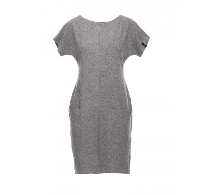 B050 Midi šaty s kapsami ve švu - šedé