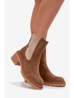 Dámské kotníkové boty Zoralia na klínku – tmavě béžové