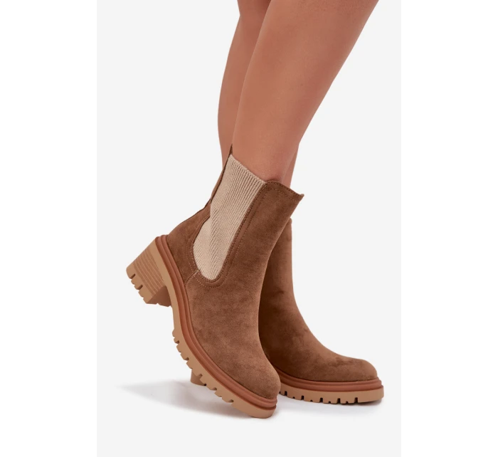 Dámské kotníkové boty Zoralia na klínku – tmavě béžové