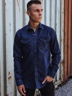 Pánská tmavě modrá džínová košile FashionStreet DX2587