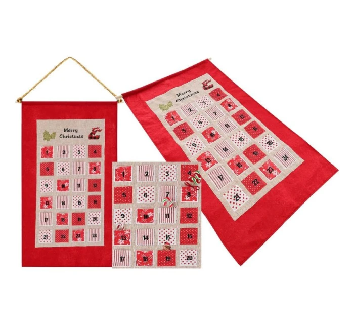 ADVENTNÍ KALENDÁŘ 56x87CM ČERVENÝ