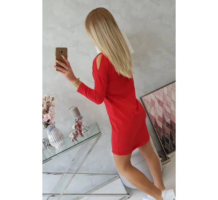 Šaty s potiskem rukojeti v červené barvě Šaty s potiskem rukojeti v červené barvě