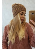 Fleecová čepice Dolores K303 hořčicová+hnědá
