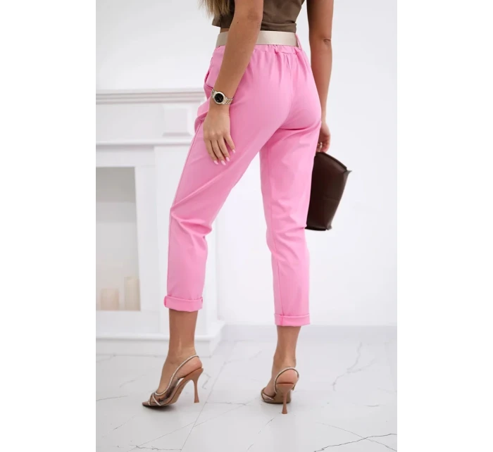 Kalhoty Puntor s páskem růžový Kalhoty Puntor s páskem růžový