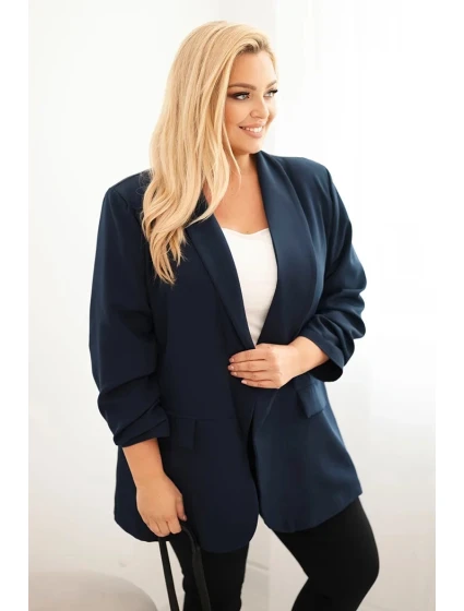 Dámská elegantní plus size blazer modrá