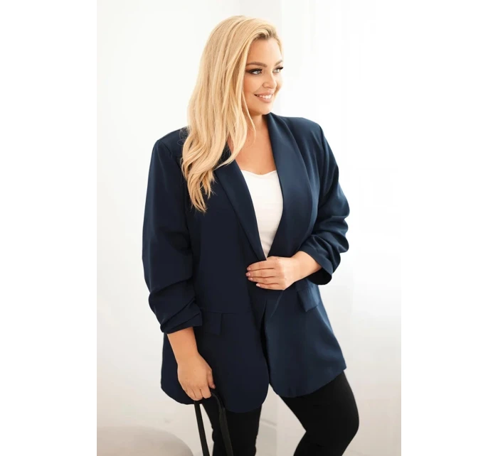 Dámská elegantní plus size blazer modrá