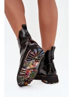 Lakované dámské kozačky z pravé kůže zateplené Artiker 57C0166 Černé