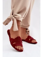 Plochké dámské pantofle s pásky bordové Pavelle