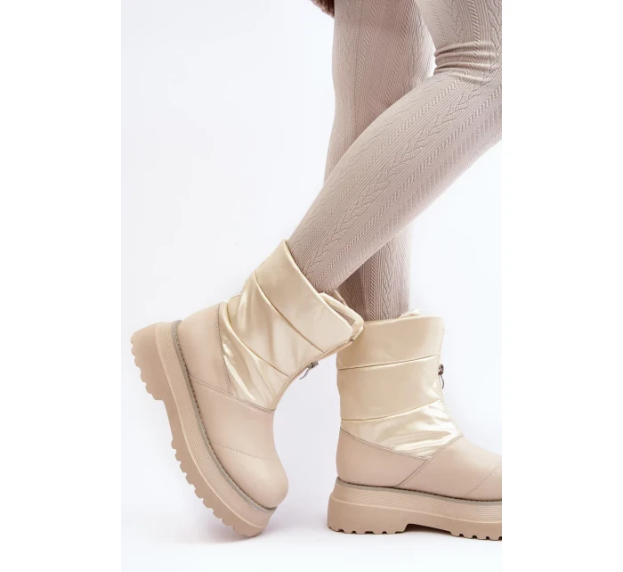 Dámské sněhule na silné podrážce se zipem GOE béžová Dámské sněhule na silné podrážce se zipem GOE béžová